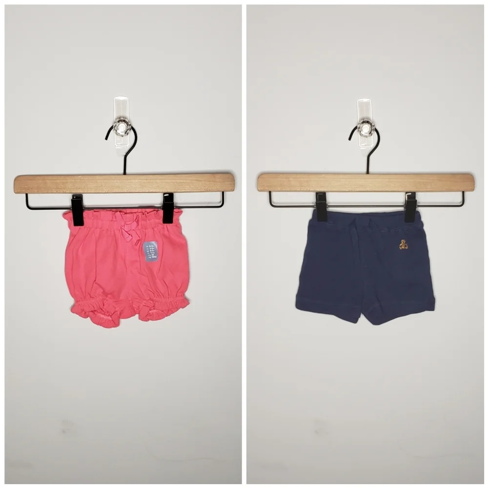 NWT Baby Gap 0-3 Months Bundle 2 Soft Shorts Pink Bubble Shorts & Navy Bloomers